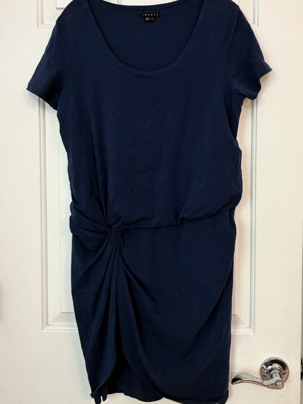 Theory Navy Side Gathered Dress